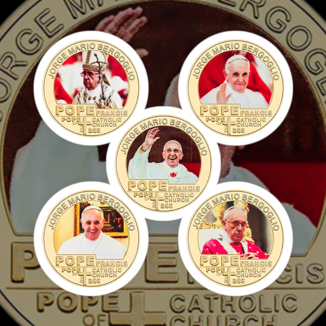 VATICANO 5 MONEDAS BAÑADAS EN ORO + ESTUCHE