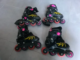 Patines en línea infantiles negros y rosas