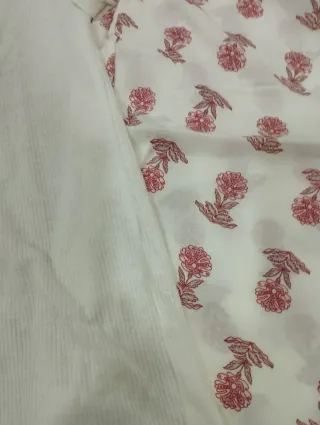 Pijama branco e coral XS algodão e cetim