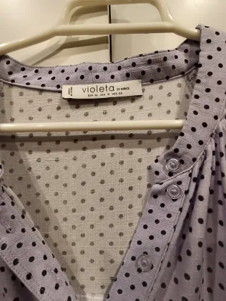 Blusa lunares morada manga abullonada Talla XL