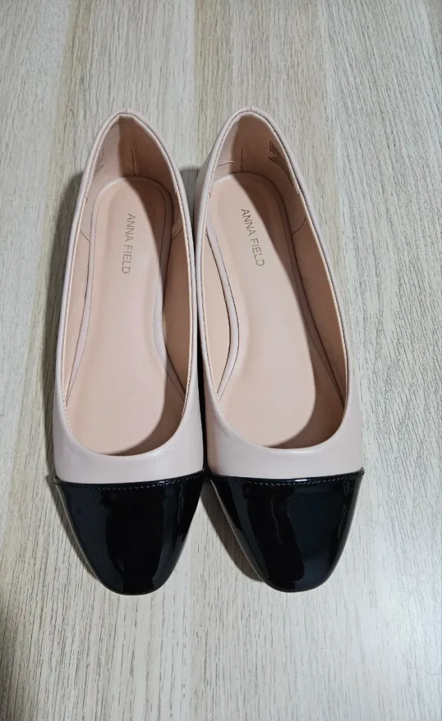 Manoletinas Anna Field beige y negro