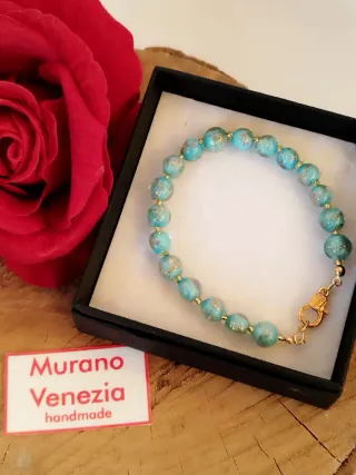 Bracciale Murano Venezia Handmade Oro Turchese