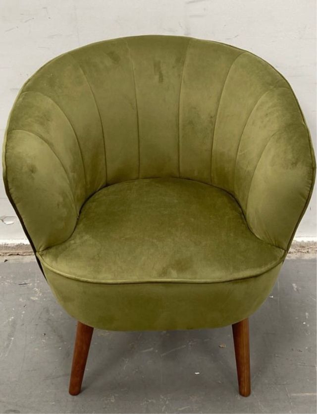 Poltrona in tessuto verde oliva in velluto 74x67,5x81 cm