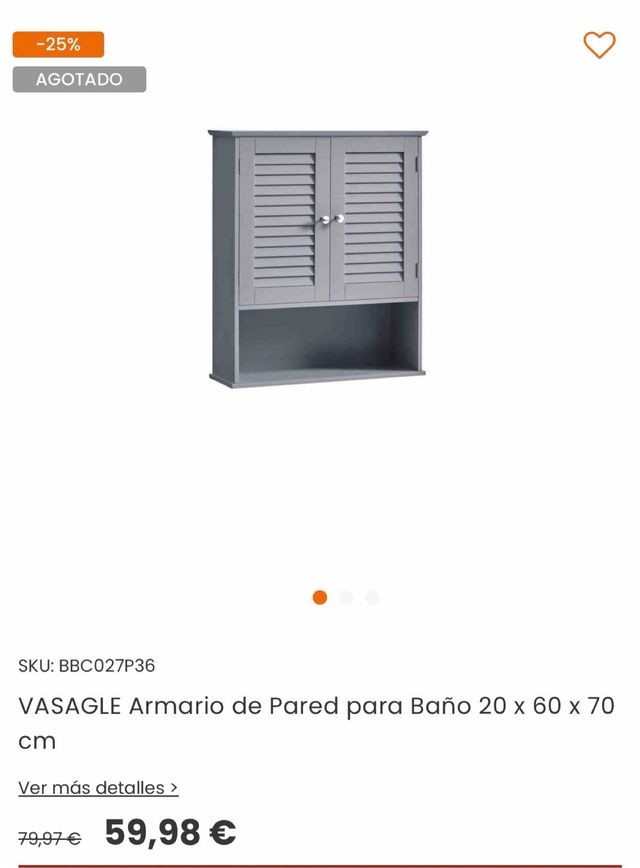 Armario de Pared Baño VASAGLE Gris