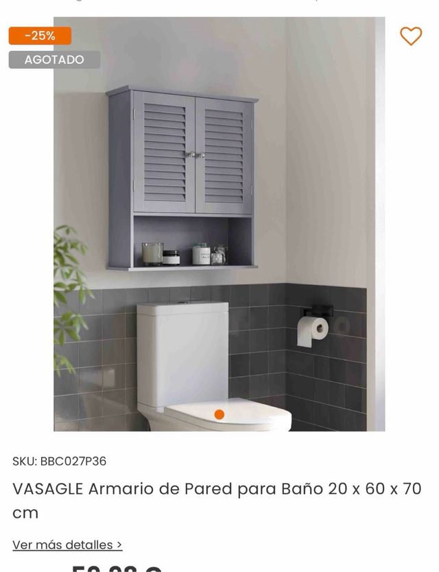 Armario de Pared Baño VASAGLE Gris