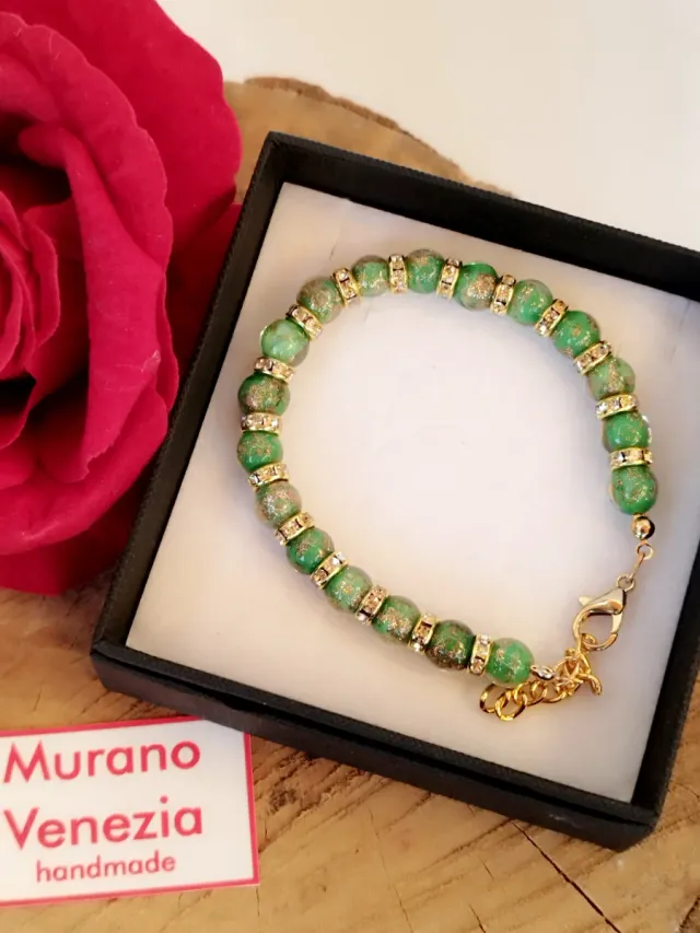 Bracciale Murano Venezia Vetro Oro Verde