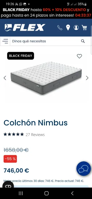Colchón Flex Nimbus 150x200 Viscoelástico