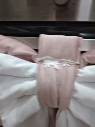 Copriforno fiocco in velluto rosa e bianco