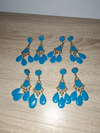 Pendientes Flamenca Azul y Dorado