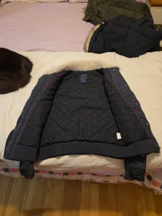 Chamarra azul con cuello de borrego