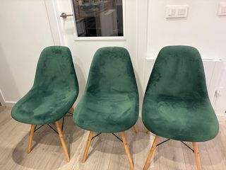 Set di 6 sedie da pranzo + pouf in velluto