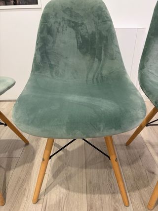 Set di 6 sedie da pranzo + pouf in velluto