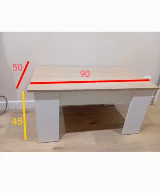 Mesa elevable madera y blanco