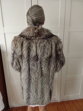 Chaquetón 3/4 zorro plateado mujer