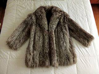 Chaquetón 3/4 zorro plateado mujer