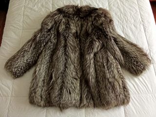 Chaquetón 3/4 zorro plateado mujer