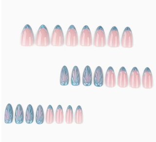 Uñas  (Press-On)Sirena Aurora Azul