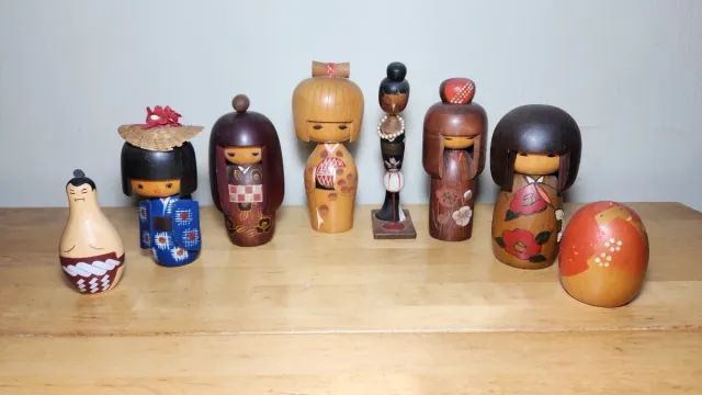 Lote muñecas Kokeshi japonesas antiguas