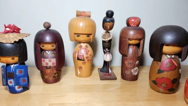 Lote muñecas Kokeshi japonesas antiguas