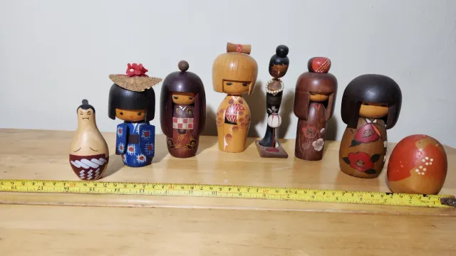 Lote muñecas Kokeshi japonesas antiguas