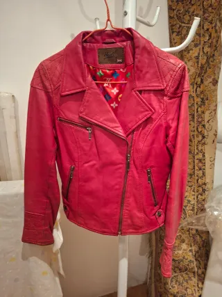 Cazadora Biker Cuero rojo