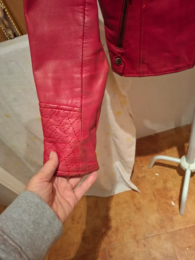 Cazadora Biker Cuero rojo