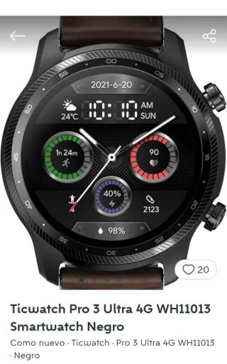 TicWatch Pro 3 Ultra Smartwatch Negro/Marrón