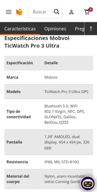 TicWatch Pro 3 Ultra Smartwatch Negro/Marrón
