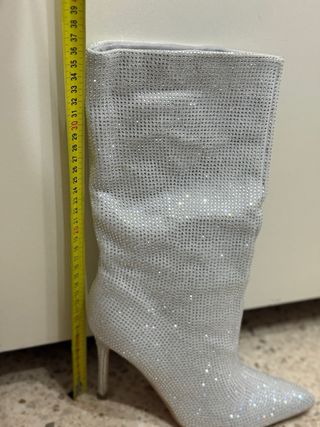 Stivali con brillantini argento