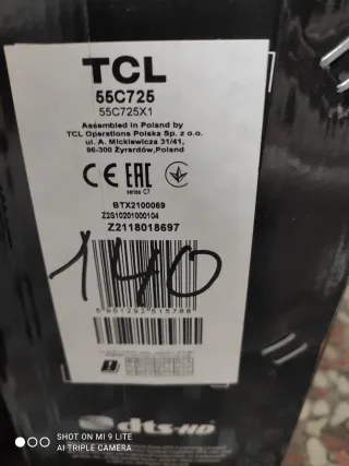 TV TCL 55 Pantalla Rota