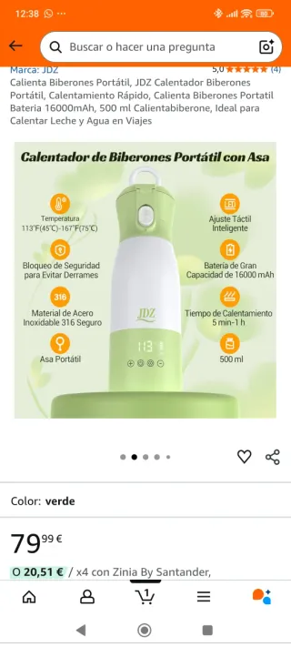 Calienta Biberones Portátil JDZ Nuevo