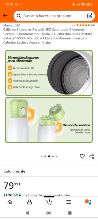 Calienta Biberones Portátil JDZ Nuevo