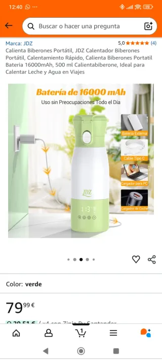 Calienta Biberones Portátil JDZ Nuevo