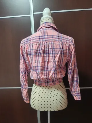 Top corto cuadros rosa