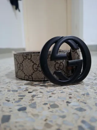 Cinturón Gucci GG Negro Marrón Hombre