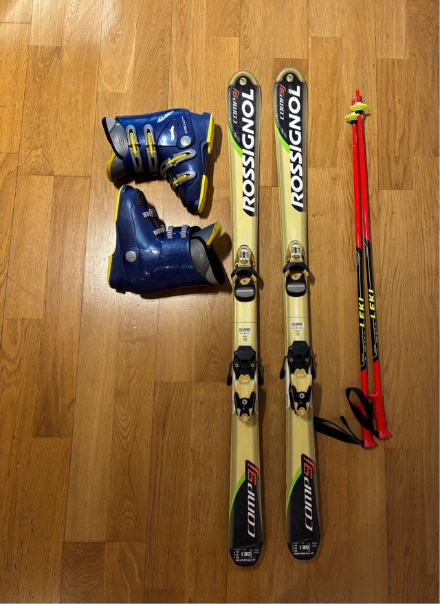 Conjunto Infantil Esquí: Skis, Botas y Bastones