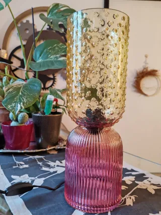 Lampada in vetro oro e rosa