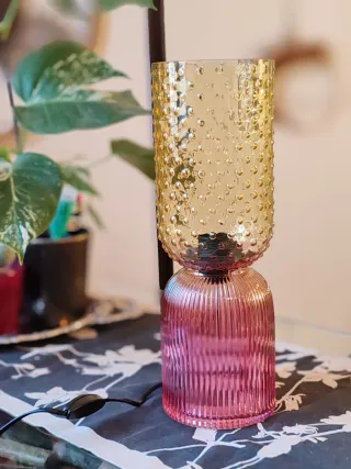 Lampada in vetro oro e rosa