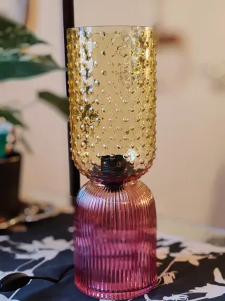 Lampada in vetro oro e rosa