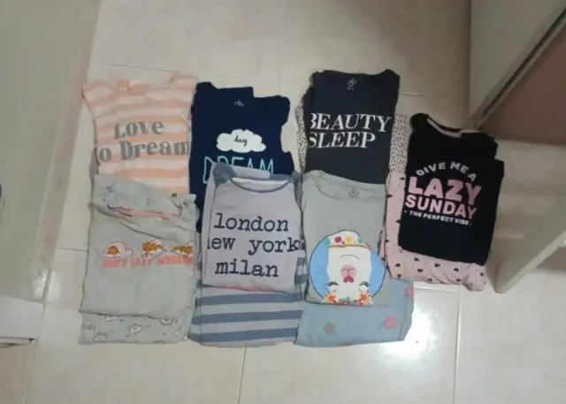 Lote 7 Pijamas Manga Larga Tex 13-14 Años