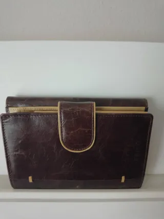 Cartera de piel mujer marrón
