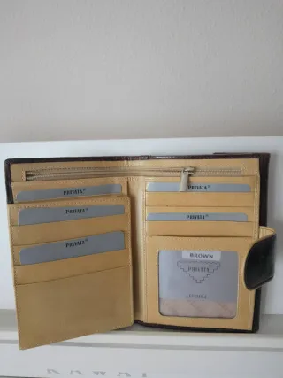 Cartera de piel mujer marrón