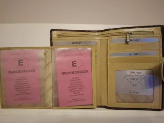 Cartera de piel mujer marrón