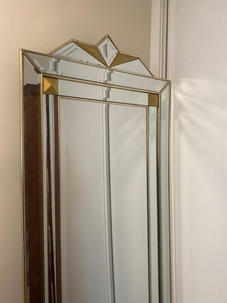 Espejo Art Decó Grande Dorado y Blanco