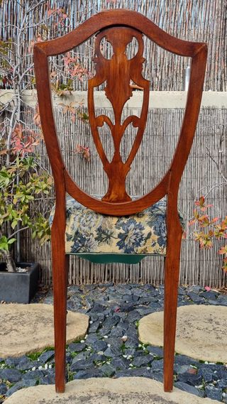 Silla Antigua Ebanista Madera Tapizada