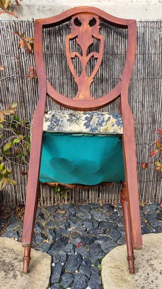 Silla Antigua Ebanista Madera Tapizada