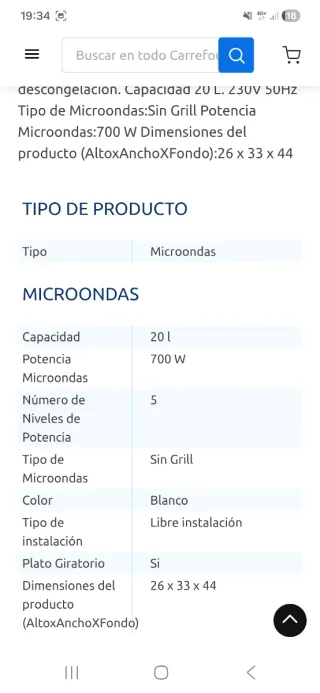 Microondas Simpl SMO20L-24 Blanco