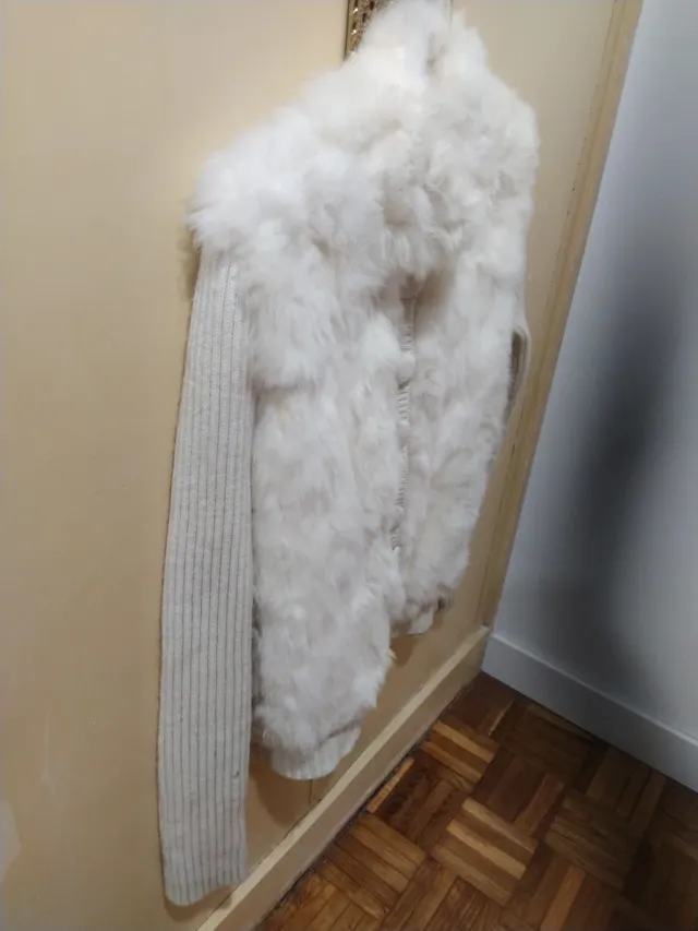 Chaqueta mujer blanco roto/beige con pelo T.40