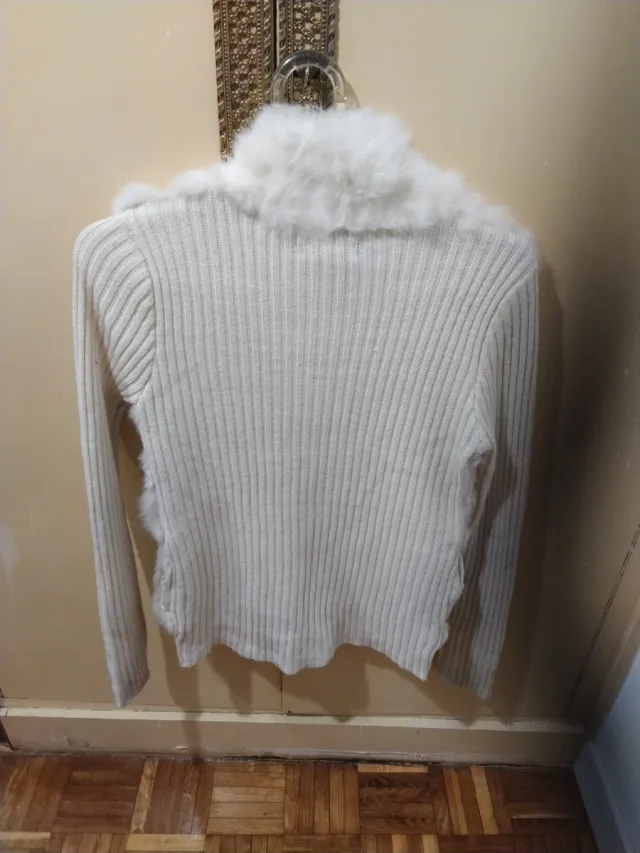 Chaqueta mujer blanco roto/beige con pelo T.40