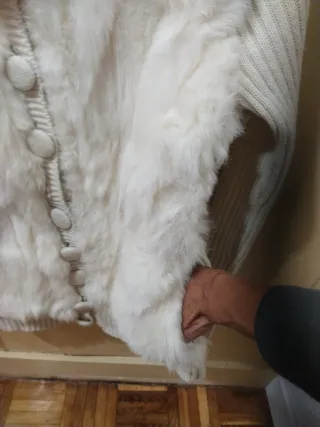 Chaqueta mujer blanco roto/beige con pelo T.40